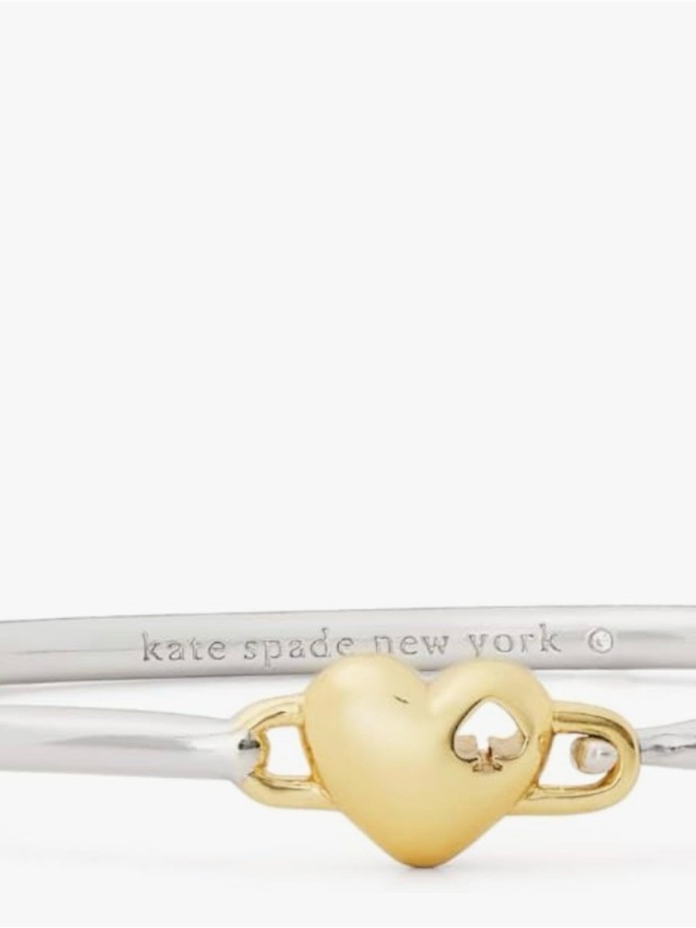 kate spade Two-Tone Heart Charm Bangle - Silver & Gold - Picture 4 of 6
